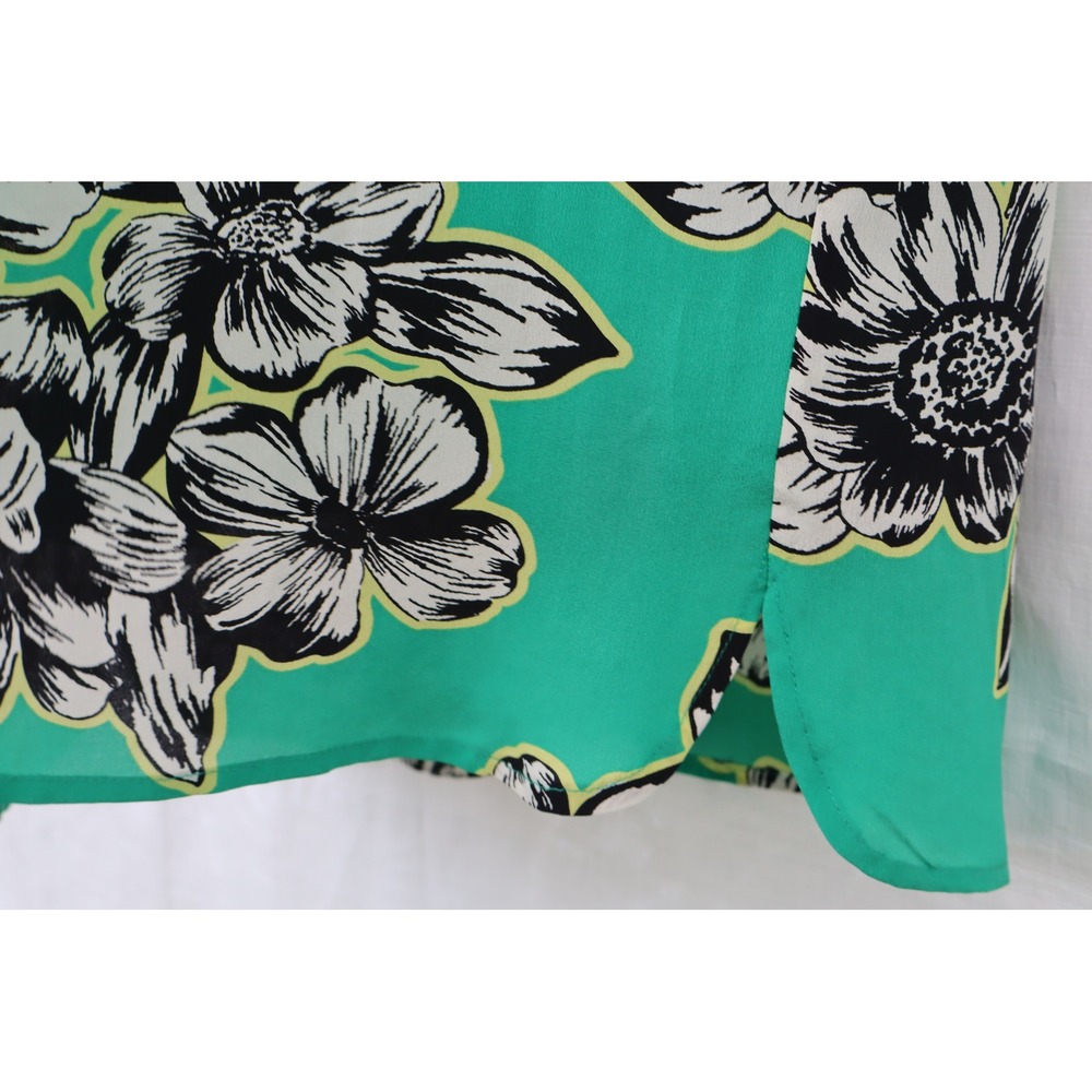 Maeve Anthropologie Green Floral Silk Shift Dress Black Yoke Pockets Size 4 NWOT - Picture 9 of 11